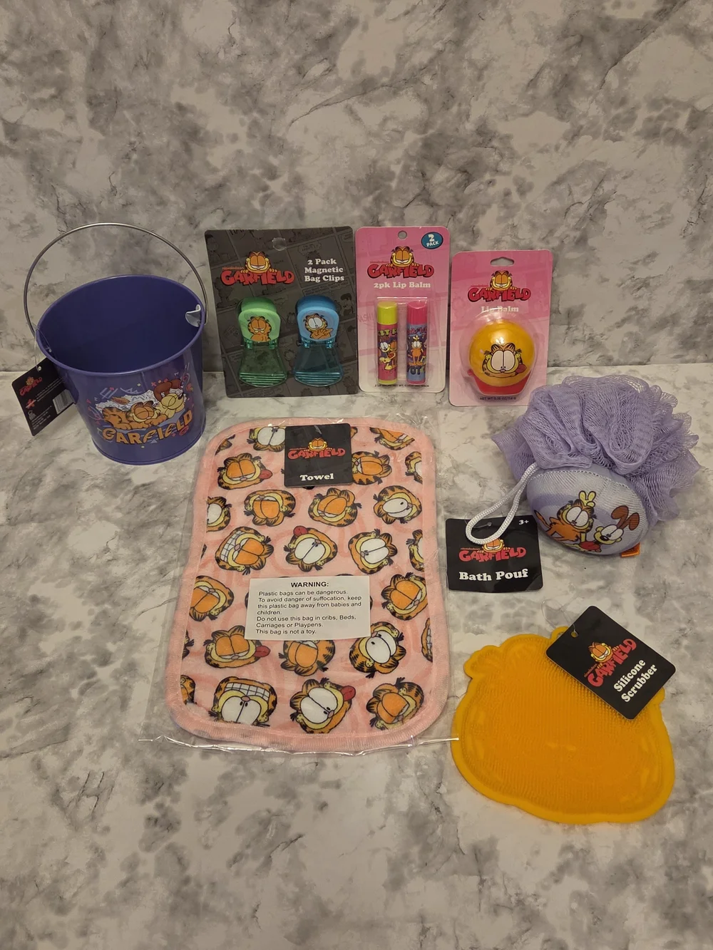 Garfield Bath Set 7 Pieces - Purple & Pink Bath Accessories